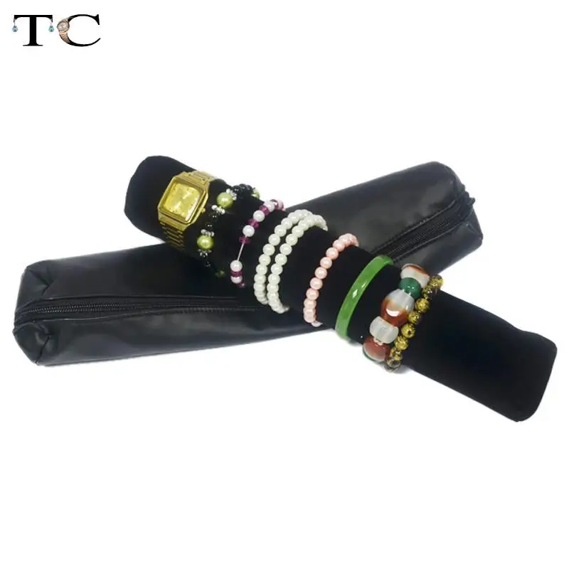 Кожзам сумка на молнии с черной бархатной подушкой барные часы Чехлы держатель