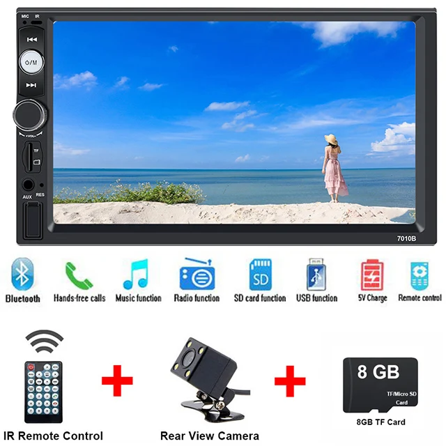 with camera 8GTF " сенсорный экран Авто аудио стерео Поддержка bluetooth Камера заднего вида дистанционное управление Автомобильная магнитола Авторадио 2 din - Цвет: with camera 8GTF