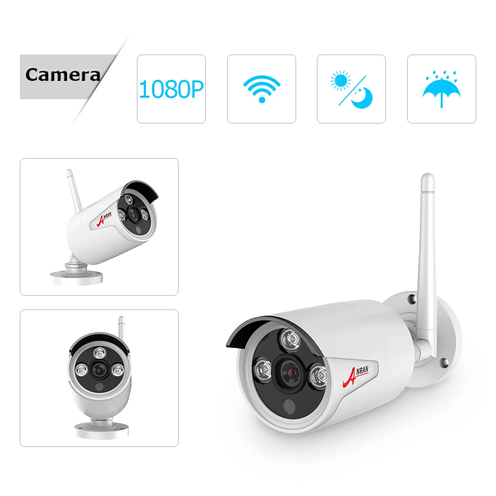 ANRAN CCTV Plug Play HD 8CH 1080P wifi NVR 2MP Открытый водонепроницаемый 3 массив ИК IP Беспроводная