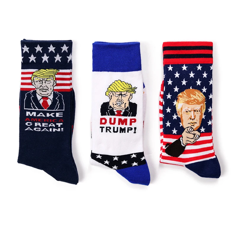 Забавные креативные носки Дональд Трамп делает Америку большой снова Национальный флаг звезды полосы Носки Женские повседневные мужские короткие счастье хлопок носки