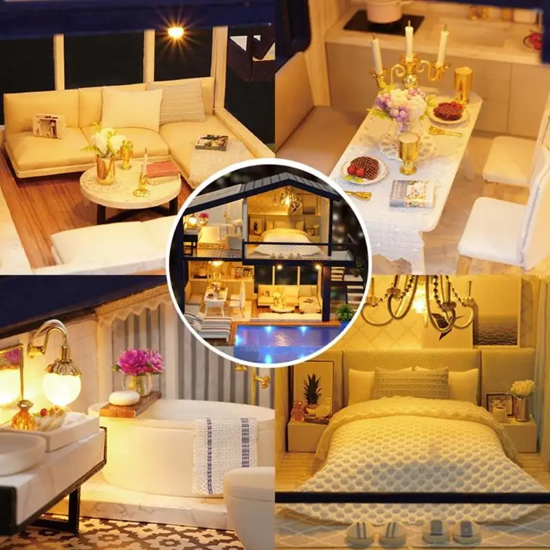 

New Girl DIY 3D Wooden Mini Dollhouse Time Apartment Doll House Furniture Educational Toys Furniture For children Love Gift