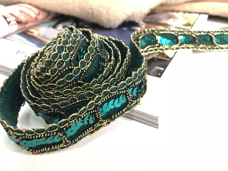 2 3 см ширина зеленые блестки отделка бисером винтажная сетчатая ткань