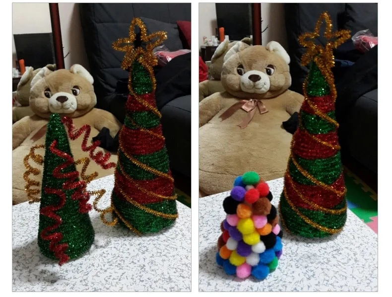 Плюшевый скрученный стержень многоцветный DIY Рождественский орнамент Дети ремесло игрушка блеск ручной работы свадебные украшения