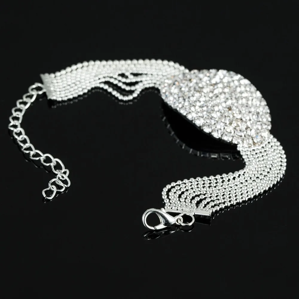 Женский браслет цепочка с цветами YFJEWE роскошный кристаллами белые стразы