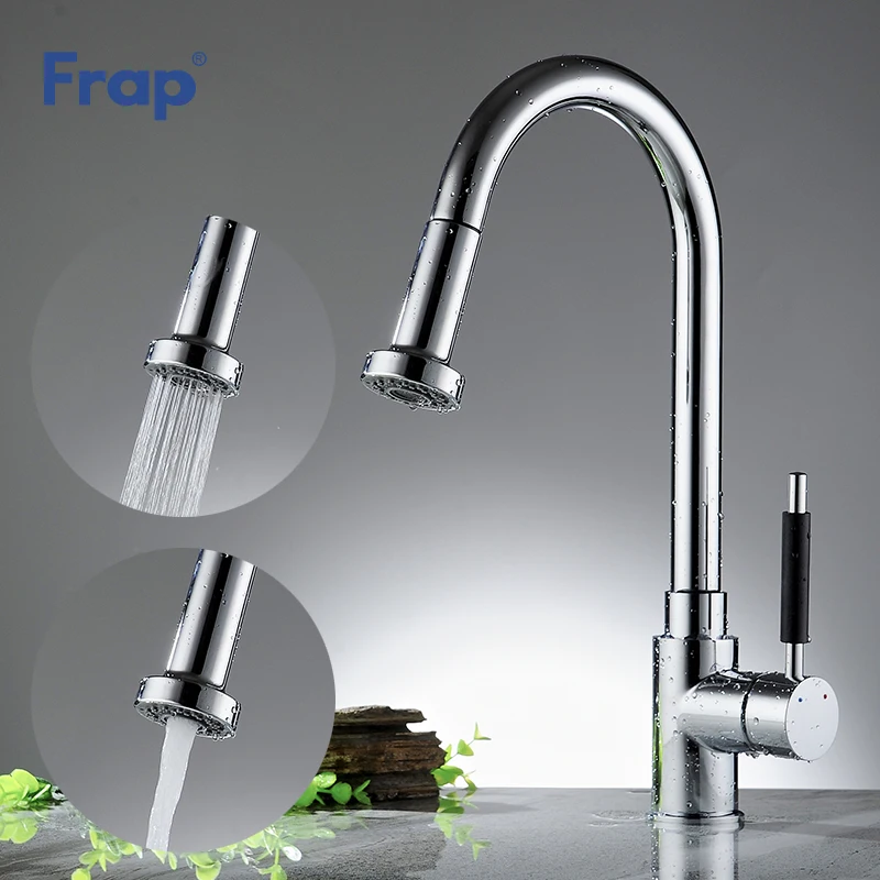 

Frap 1 set Kitchen Faucets Silver Single Handle Pull Out Kitchen Tap Single Hole Handle Swivel 360 Degree Water Mixer Tap Y40027