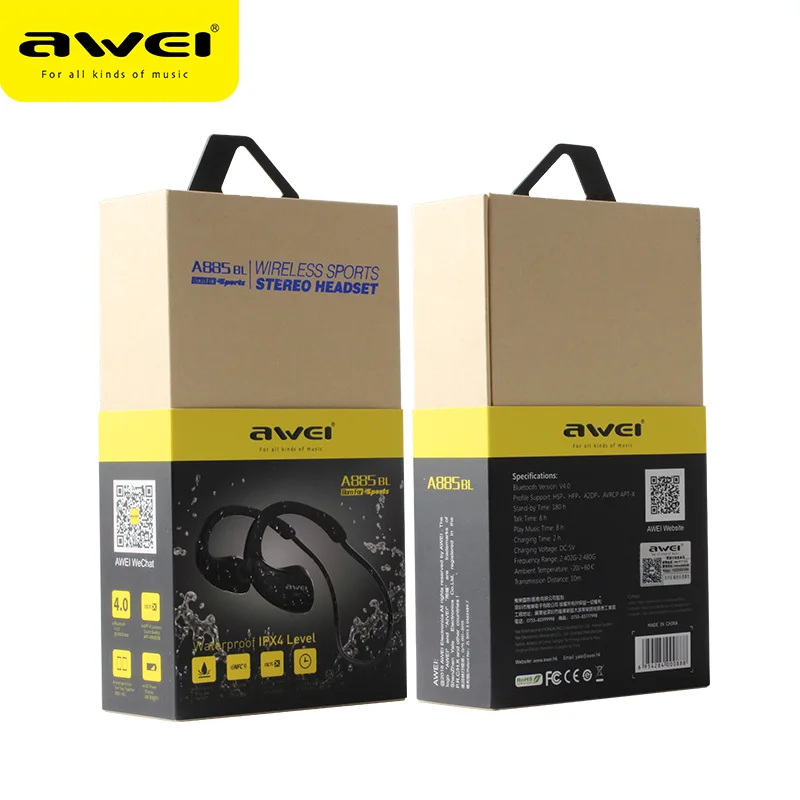 Bluetooth наушники AWEI A885BL спортивные беспроводные гарнитура с микрофоном