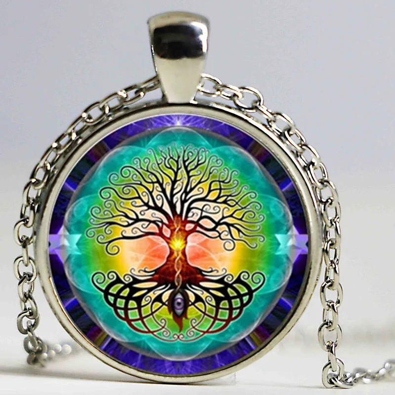 Кулон цветок жизни ожерелье 2016 Новая Мода круглый стеклянный кулон s бусины из