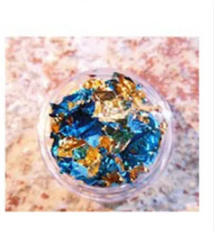 Gold and Blue Дизайн ногтей красочные блестящие алюминиевые фольги 3D чешуйчатая наклейка УФ гель лак блестка полное покрытие лазер DIY Инструменты для маникюра - Цвет: Gold and Blue