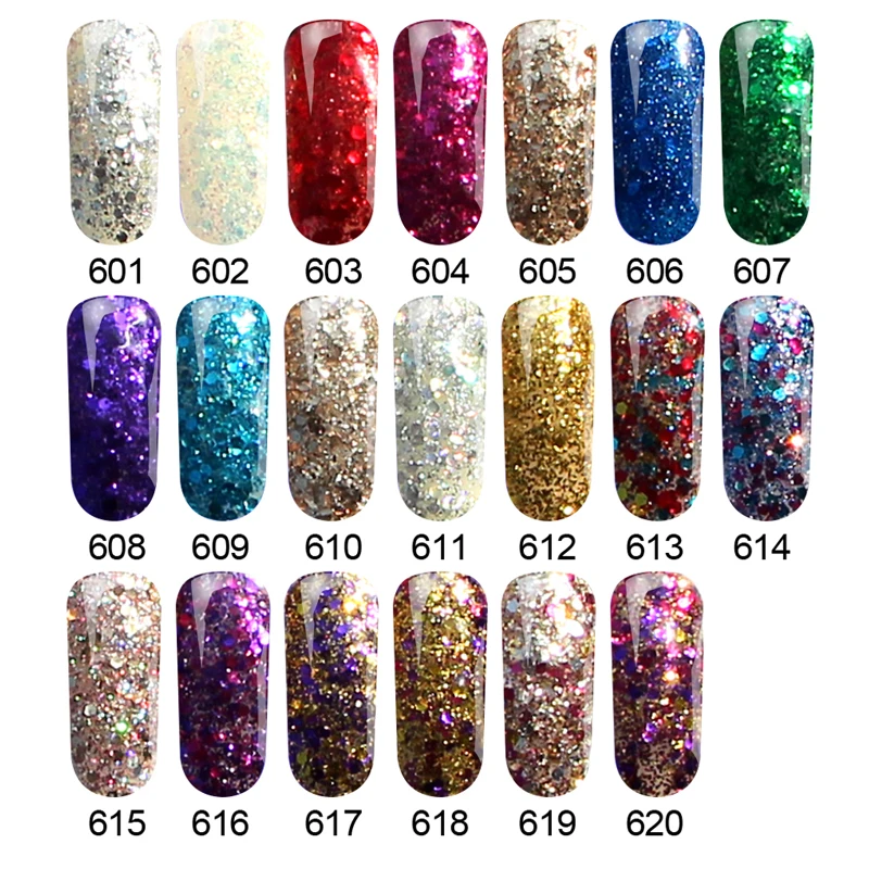 Ruhoya Glitter Bling Nail Varnish Diamond Gel Polish Soak Off Semi Permanent Vernis Sequins Decoration Manicure Art Tools | Красота и