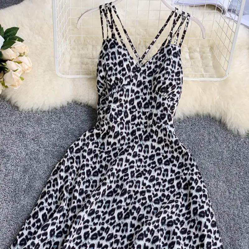 2019 новые модные женские платья сексуальный леопардовый принт v образный вырез
