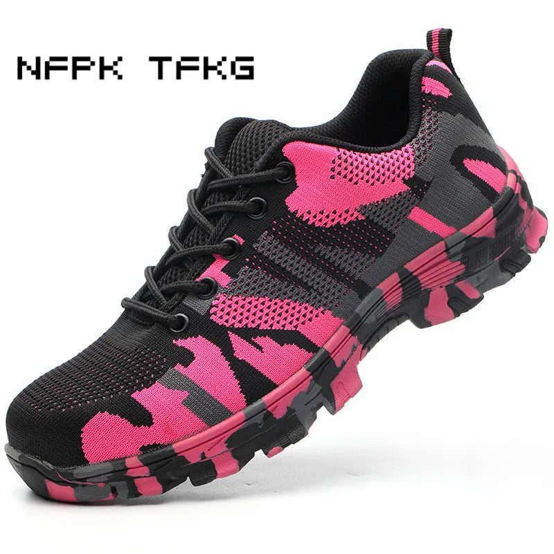 Женские Модные дышащие стальные носочки большого размера защитная обувь для