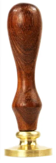 Воск печать штамп с коричневой деревянной ручкой и круглый латунь die-папоротник |