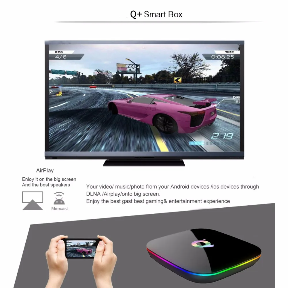ТВ-приставка Q Plus Smart tv Box 6K Android 9,0 4 Гб ОЗУ 32 ГБ/64 Гб ПЗУ четырехъядерный H.265 USB3.0 2,4G WiFi IP ТВ приставка PK X96 X88 MAX