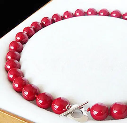 Beautiful 12mm Red Shell Round Beads Necklace 18&quot 36&quot | Украшения и аксессуары