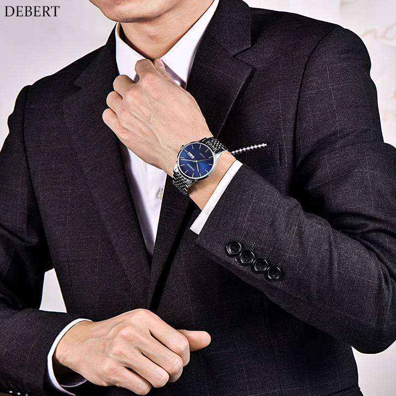 Часы мужские механические водонепроницаемые с автоподзаводом и стальным