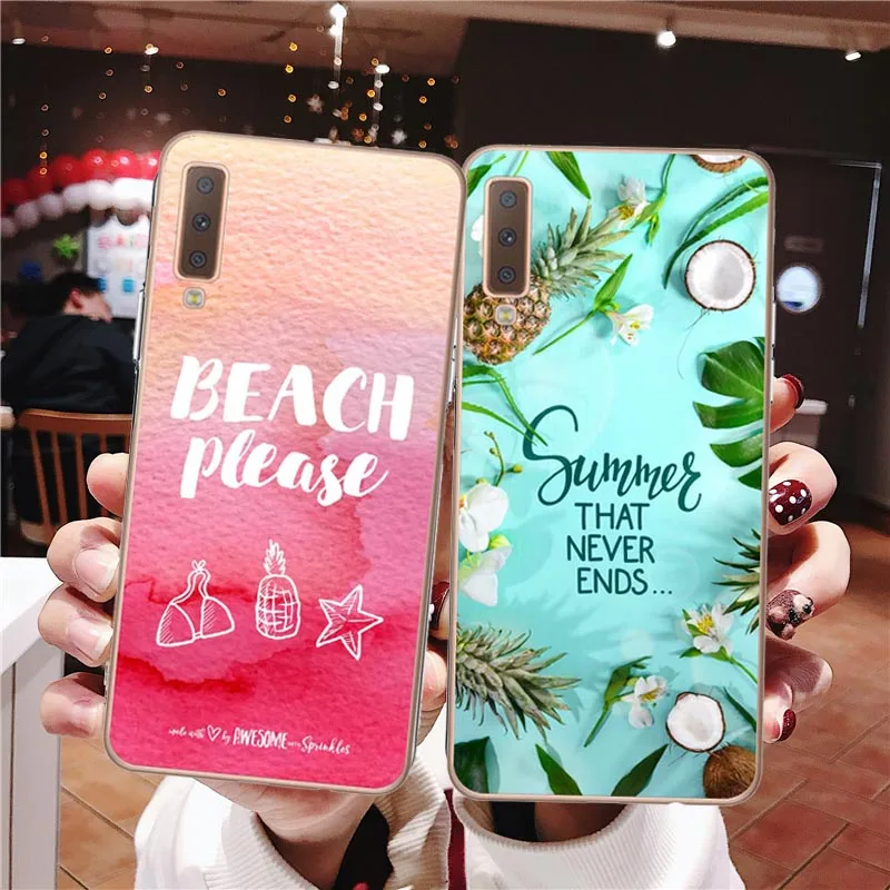 Летний Пляжный чехол Hawaii Aloha Sea Ocean для Samsung Galaxy A7 2018 A750 A10 A30 A50 2019 A6 A8 Plus прозрачный