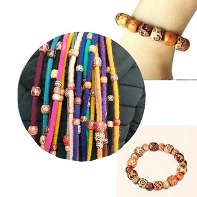 100 шт. 10/12 мм диам смешанные деревянные бусины с принтом для макраме подвески