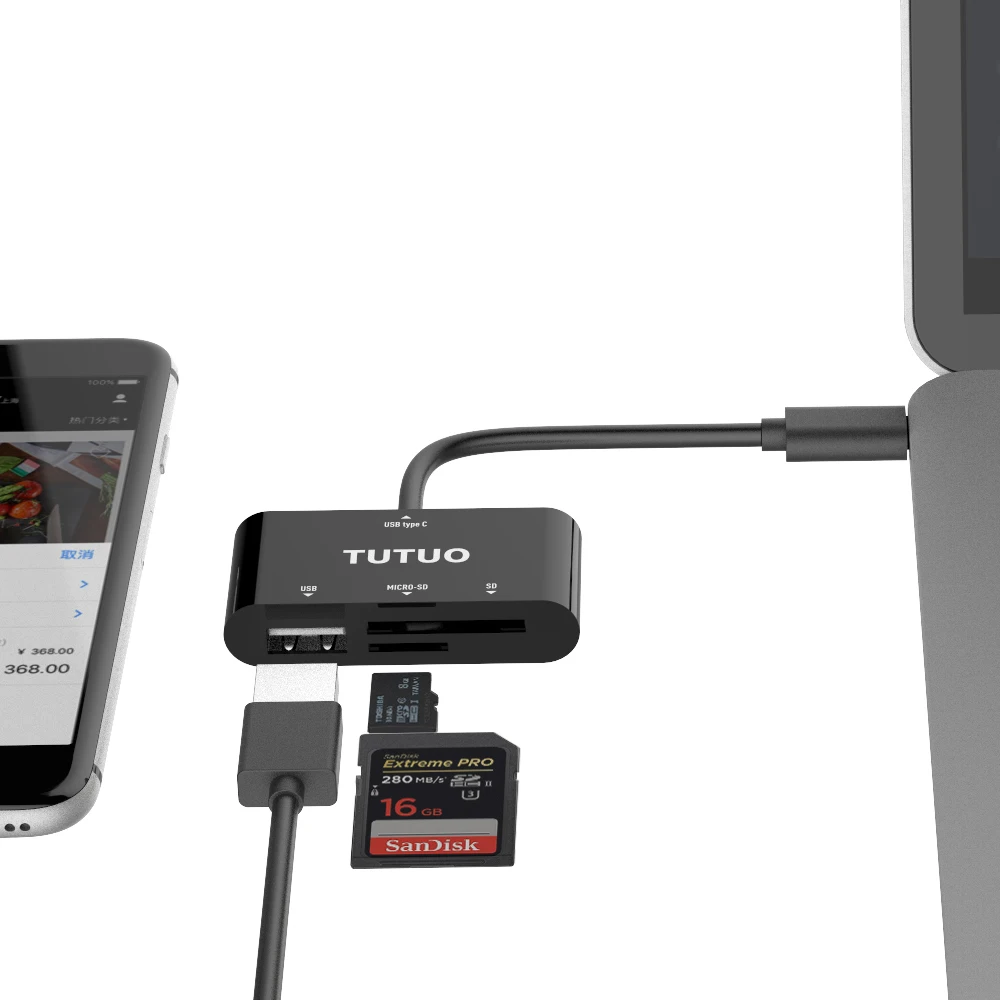 USB-концентратор TUTUO кардридер TF/SD порт USB 2 0 OTG многофункциональный адаптер для MacBook