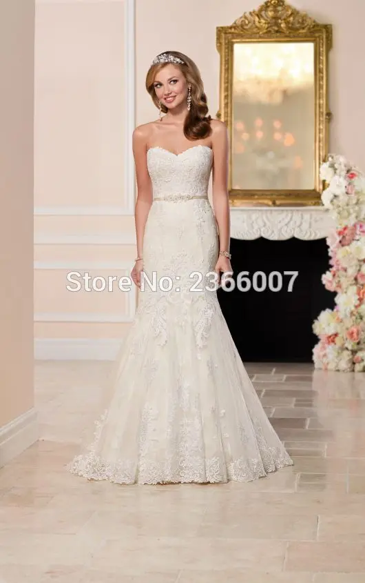 Robe de mariée Принцесса милая кружева аппликации русалка Свадебные Платья 2017 Белый