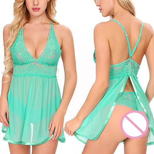 Сексуальное женское белье прозрачное Сетчатое кружевное Babydoll Chemises платье порно