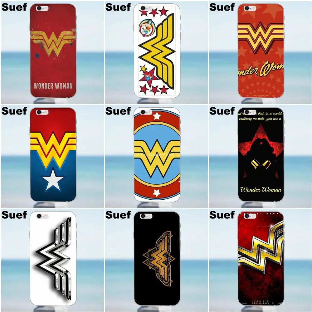 Suef уникальный Wonder Woman логотип мягкий ТПУ горячие продажи для iPhone X 4 4S 5 5S 5C SE 6 6S 7 8 Plus