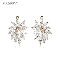 madrry copper metal stunning stud earrings snowflake shape cubic zirconia pretty girls ear piercing joias ouro brincos wedding
