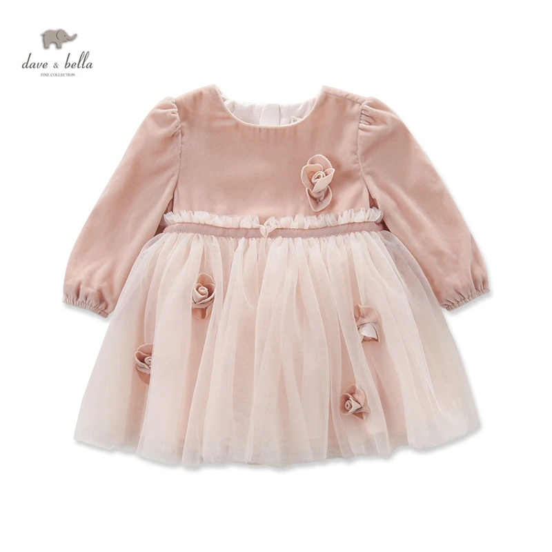 DB4102 dave bella autumn baby girl fairy princess dress wedding birthday lace girls costumes flower appliques | Детская одежда и
