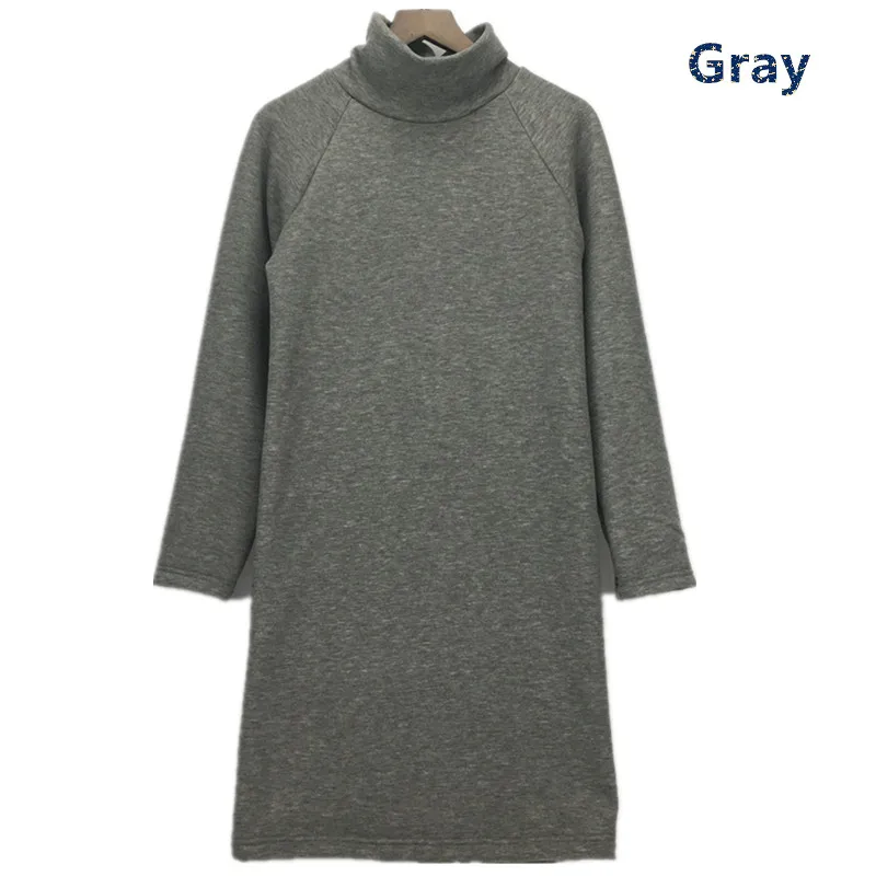 2020 зимнее женское платье с высоким воротом Осеннее утепленное длинным рукавом