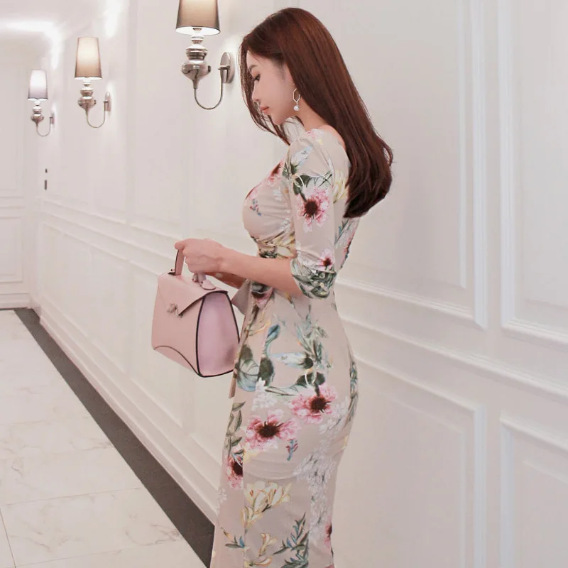 Женское пикантное платье с V образным вырезом женская одежда весеннее модное