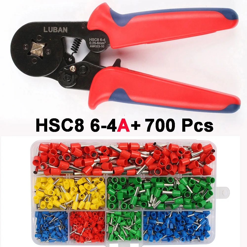 HSC8 6-4B 6-4A мини-зажим инструмент обжимные плоскогубцы 0,25-6 мм2 терминалы обжимные инструменты Мультитулы руки Четырехсторонние иглы терминалы - Цвет: 6-4A 700