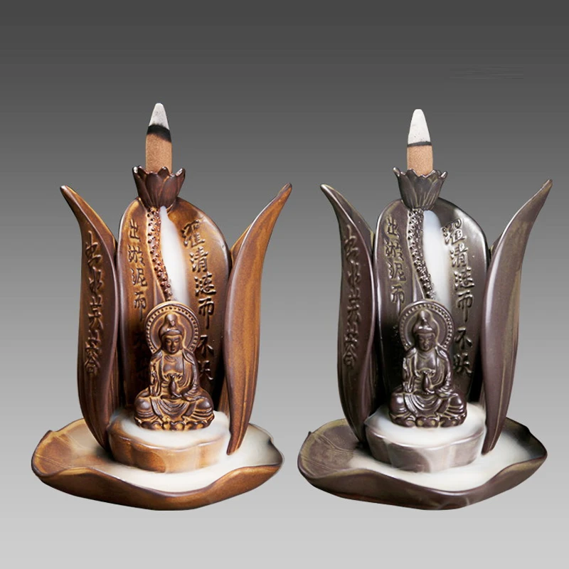 Мода Гуаньинь обратного потока керамическая курильница для ладана горелка-Лотос