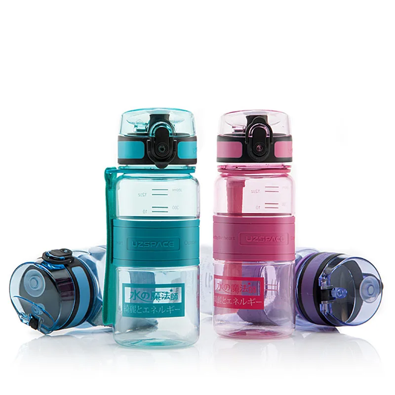 Спортивная портативная пластиковая бутылка для воды без БФА цветной шейкер