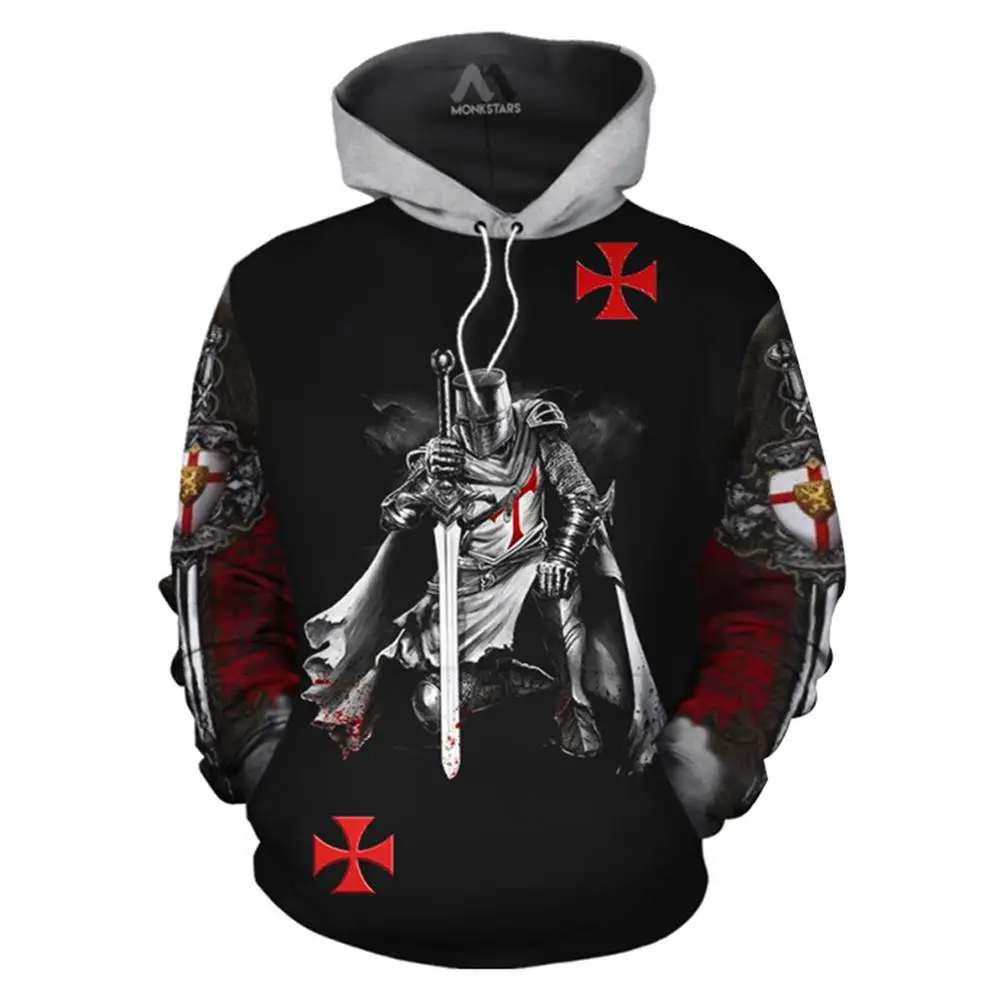 Knights Templar Hoodies 3D Print Sweatshirts Warm Hip Hop style Clothes Men Pullover Hoodie Jacket | Мужская одежда