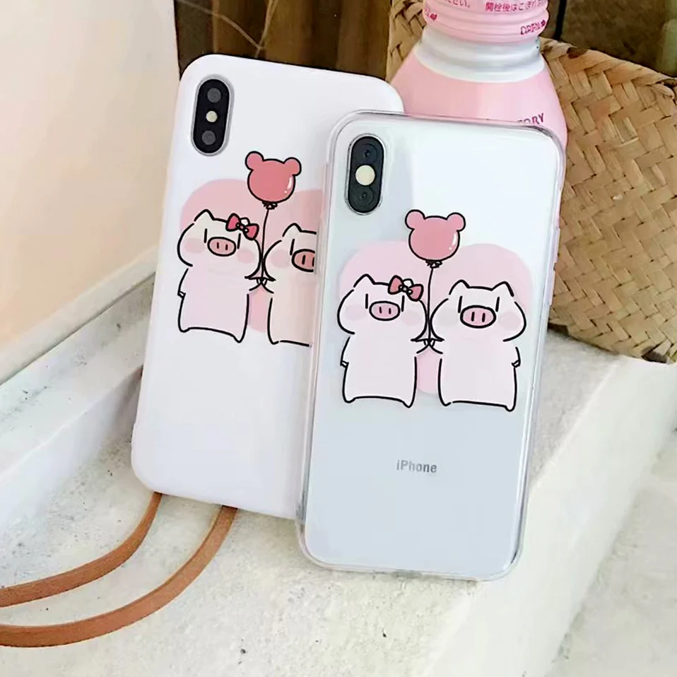 Милый чехол со Свинкой на заднюю панель для iPhone 6 S X мягкий из ТПУ 7 8 Plus с