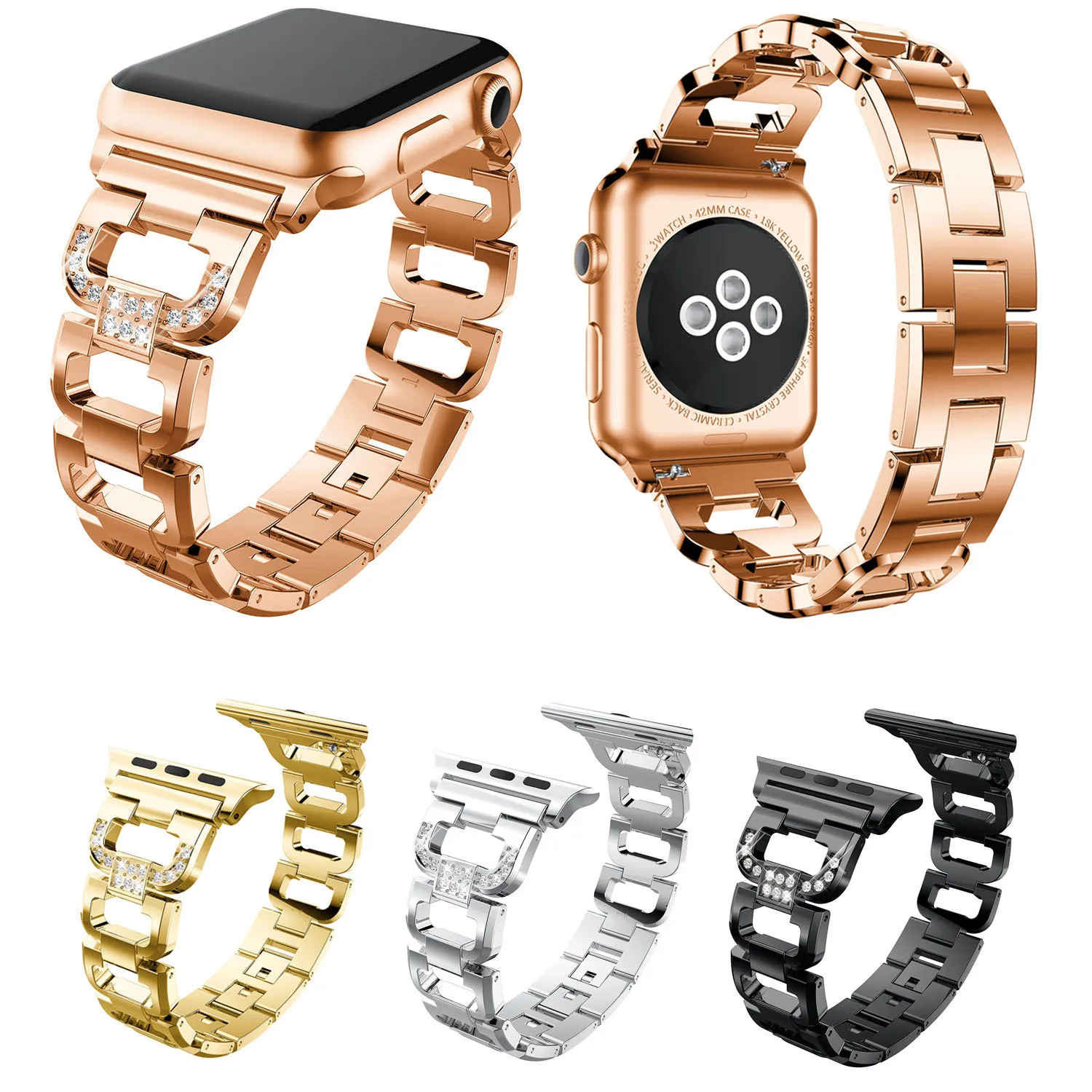 Женский ремешок для часов Apple Watch Band 38 42 мм 40 мм 44 мм ремешок из нержавеющей стали с бриллиантами для iWatch Series 5 4 3 2 1 браслет ремень