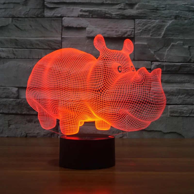 3d лампа в виде Бегемотика светодиодный светильник с сенсорным Usb экраном для