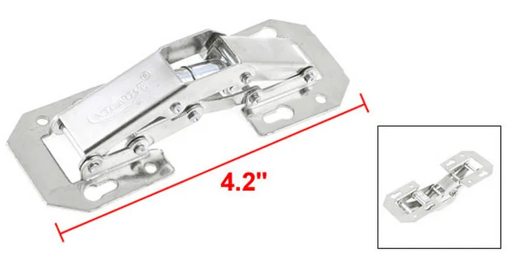 

Furniture Hardware Metal Concealed Spring Hinge 90 Degree Open 106mm Long 2 Pcs