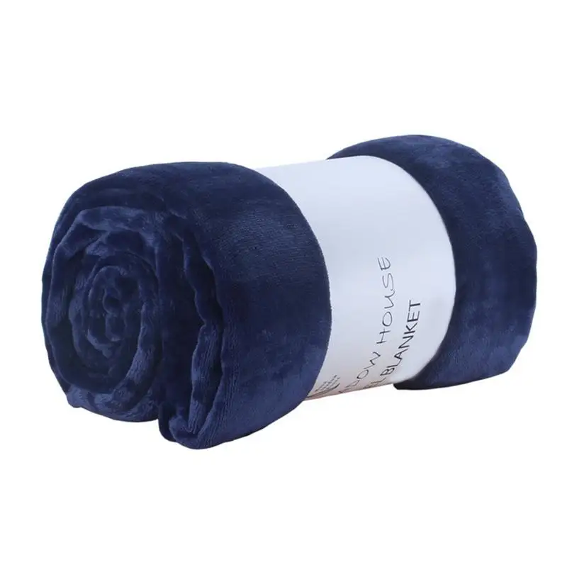 Navy Blue AUGKUN 1 шт. удобное Фланелевое спальное одеяло супер шелковистая мягкая ткань элегантное легкое всесезонное одеяло - Цвет: Navy Blue