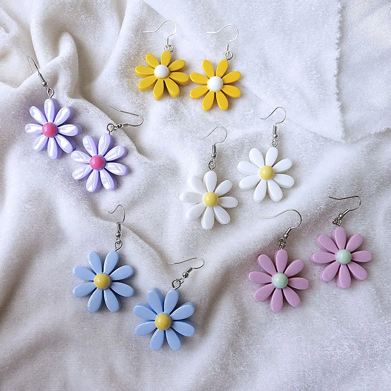 Женские серьги подвески с цветком милые романтичные для девочек ювелирные