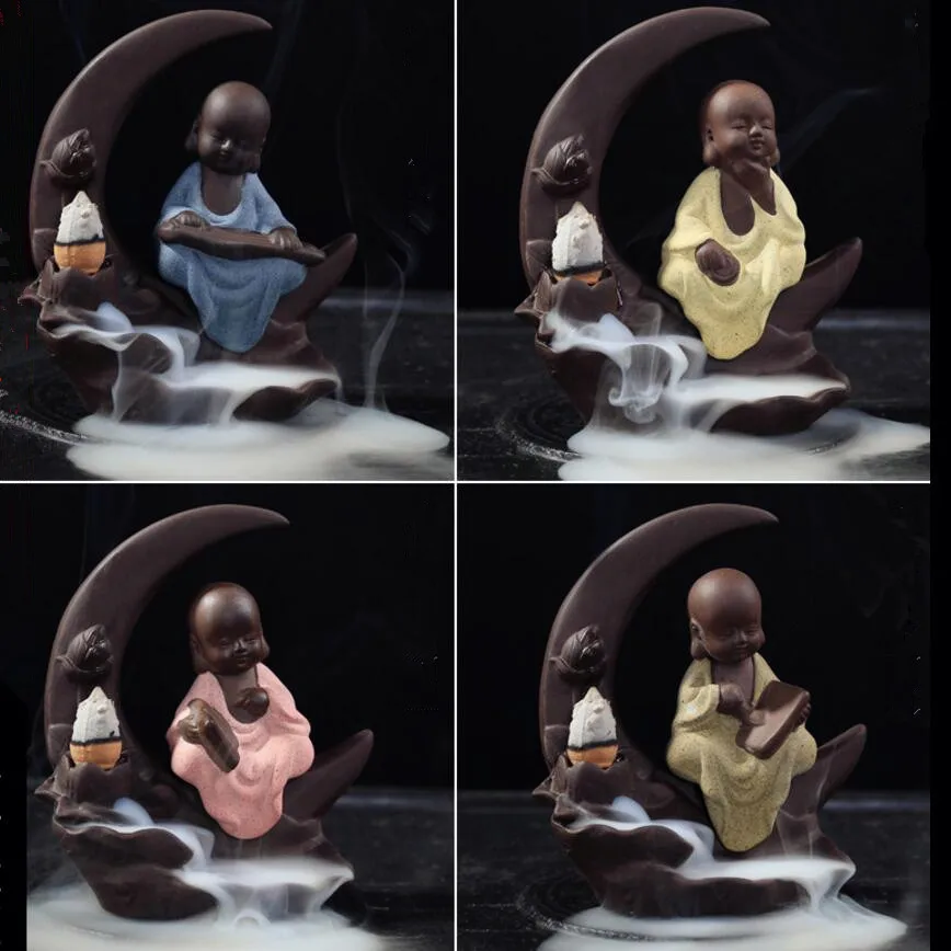 Креативный милый маленький Монах Будда курильница с обратным потоком благовония