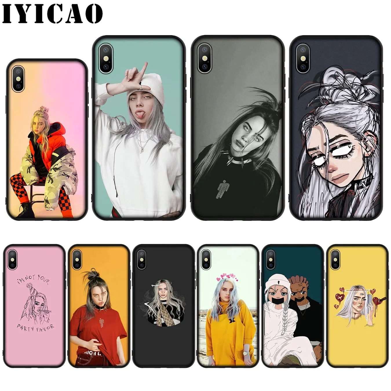 Силиконовый мягкий чехол Billie Eilish 13 для iPhone 11 Pro Max XR X XS 8 7 6 6S Plus 5 5S SE |