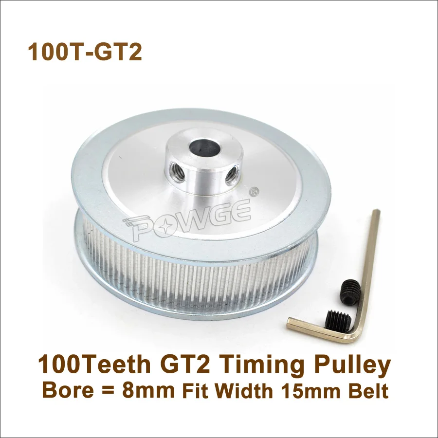 Зубчатый шкив POWGE 100 зубьев 2GT отверстие 8 мм подходящая Ширина 15 GT2 синхронный