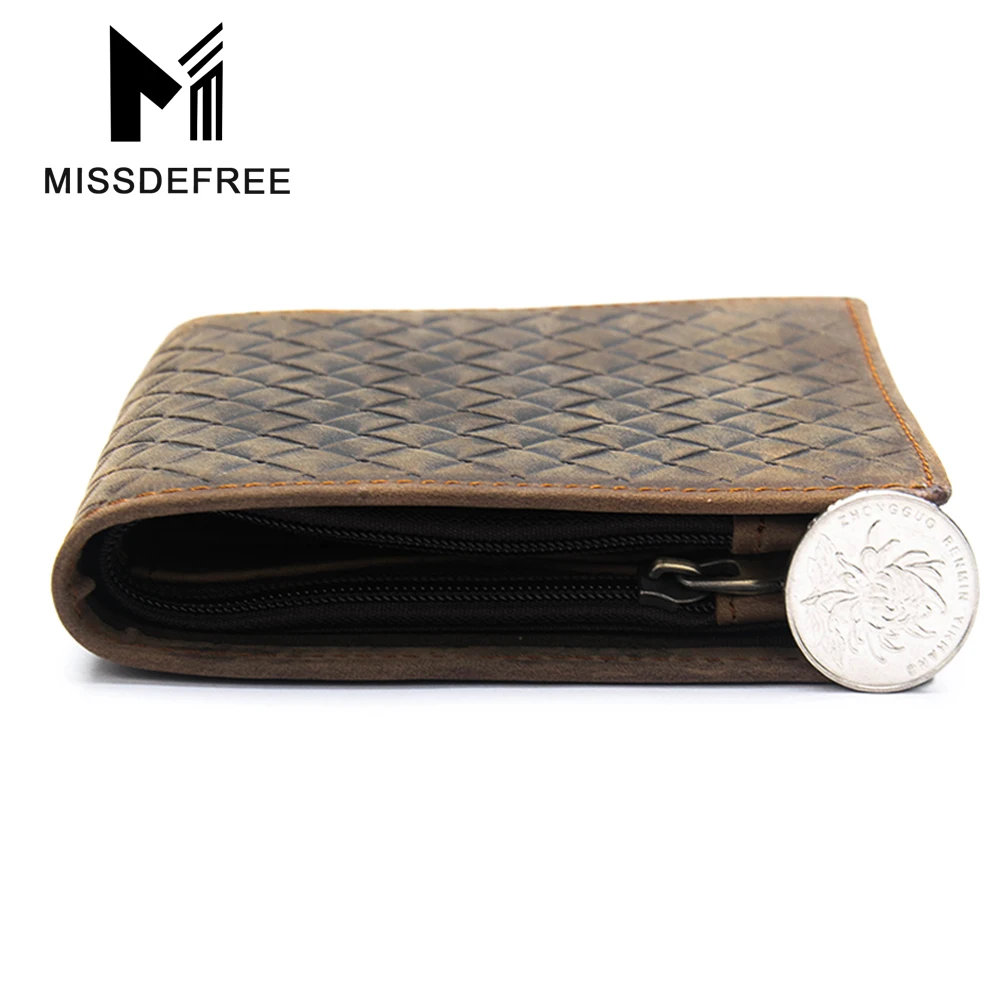 Сплетенные Сумасшедший Конская Кожа Мужчины Кошельки Из Натуральной Кожи