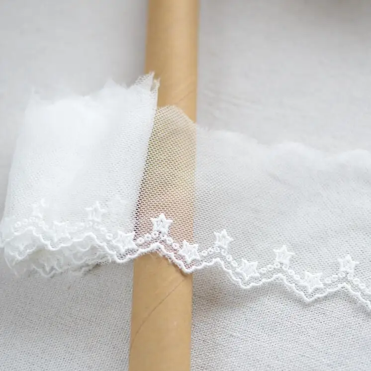 1 Meter Gold White Luxury Embroidery Lace Trim DIY Handmade Star Lace Accessories Fabric Textile Decoration 9cm - Цвет: white