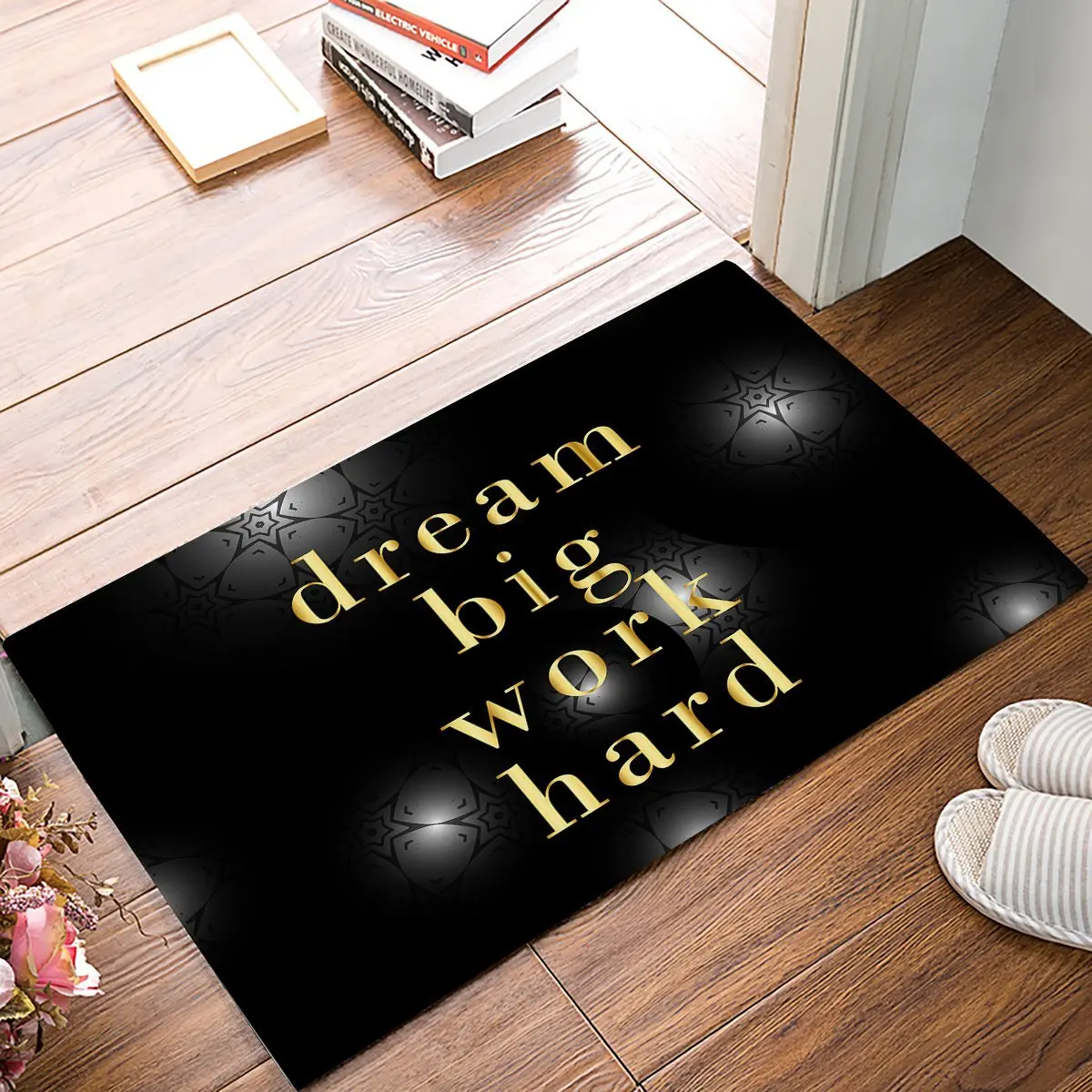 Dream Big Work вдохновляющие цитаты черно-белые дверные коврики с гексаграммой