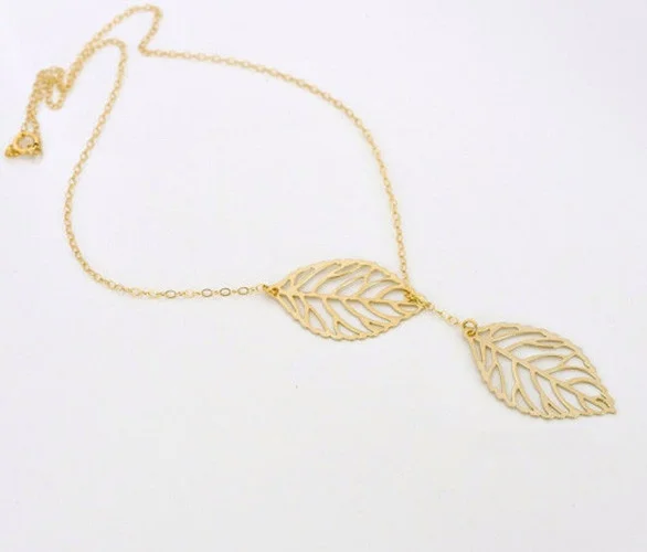 Новинка модное винтажное ожерелье с подвеской в виде большого листа цепочка до