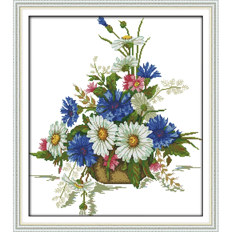 Вечная любовь Цветочная корзина для хризантем китайский набор крестиков