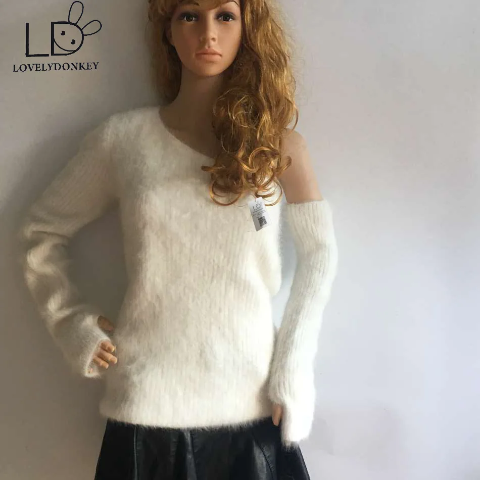 

LOVELYDONKEY mink cashmere sweater women cashmere pullovers knitted jacket Customized color free shippingM695