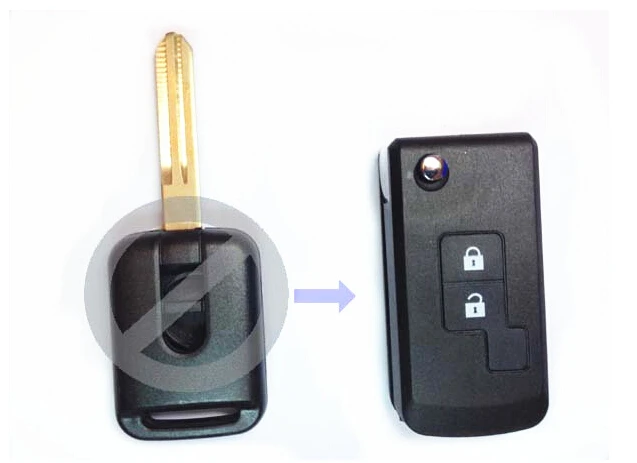Сменный модифицированный складной чехол для ключа с 2 кнопками Nissan Elgrand Qashqai Micra|key