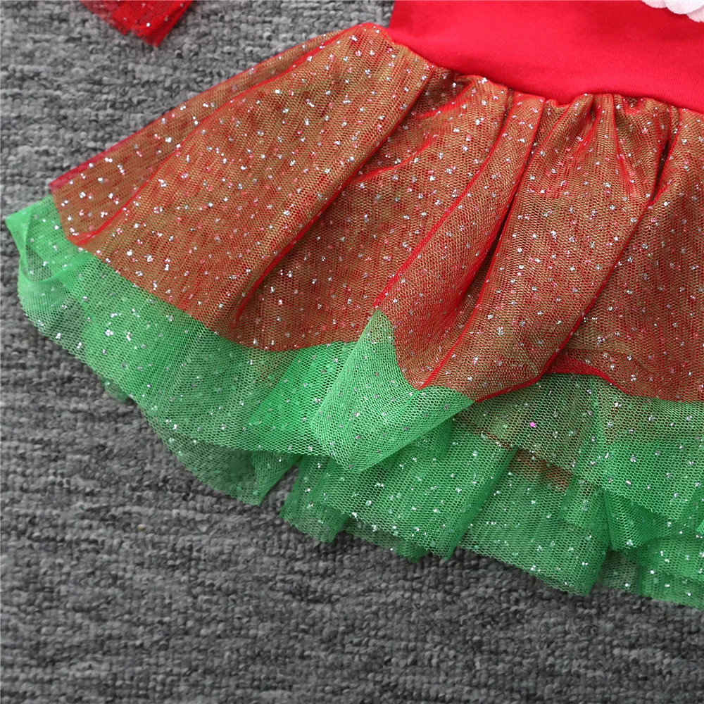 Christmas Dress Set For Girls Long Sleeve Princess Ruffle Dresses + Pants Cute Outfit Kids Clothes Costumes | Детская одежда и